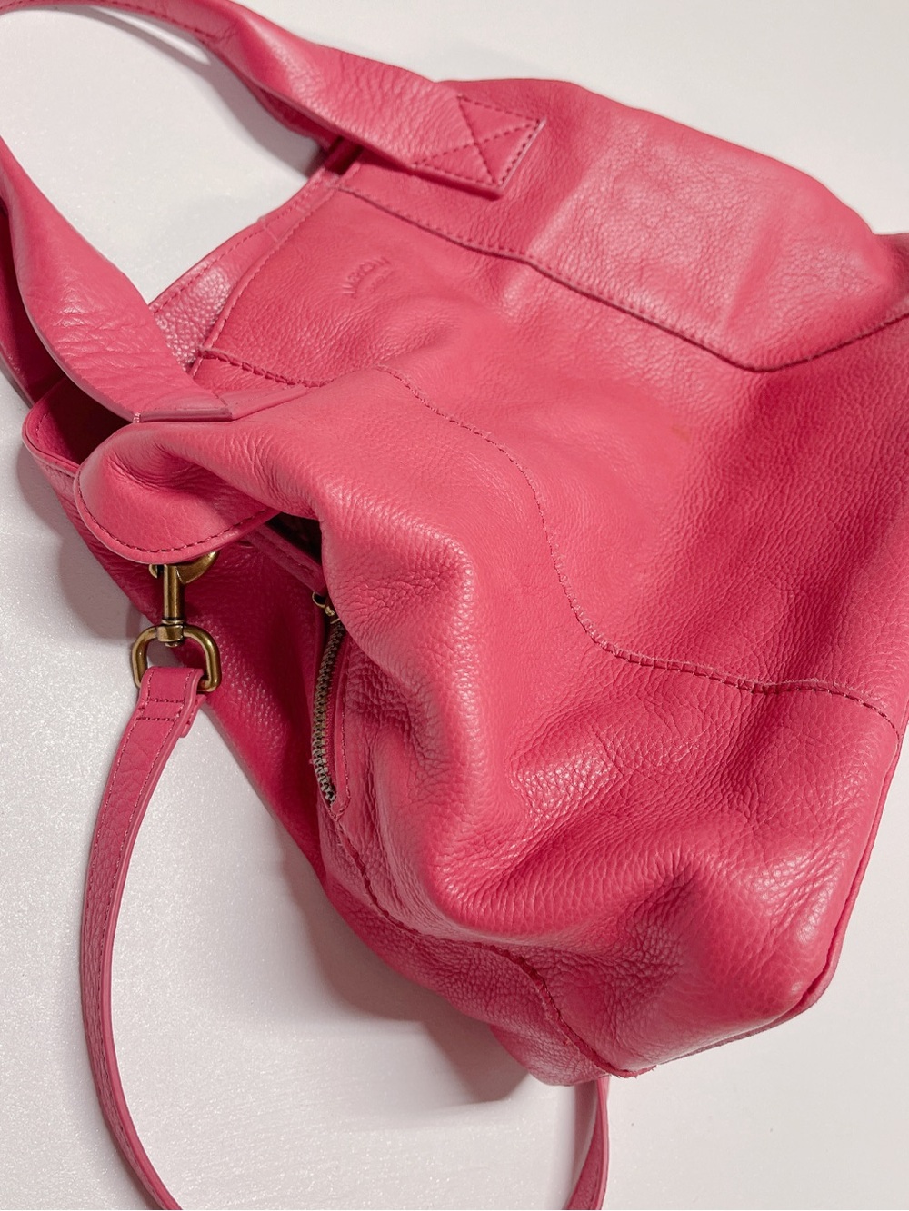 American Leather Go. Ada Triple Entry Leather Satchel In French Rose - Picture 10 of 16